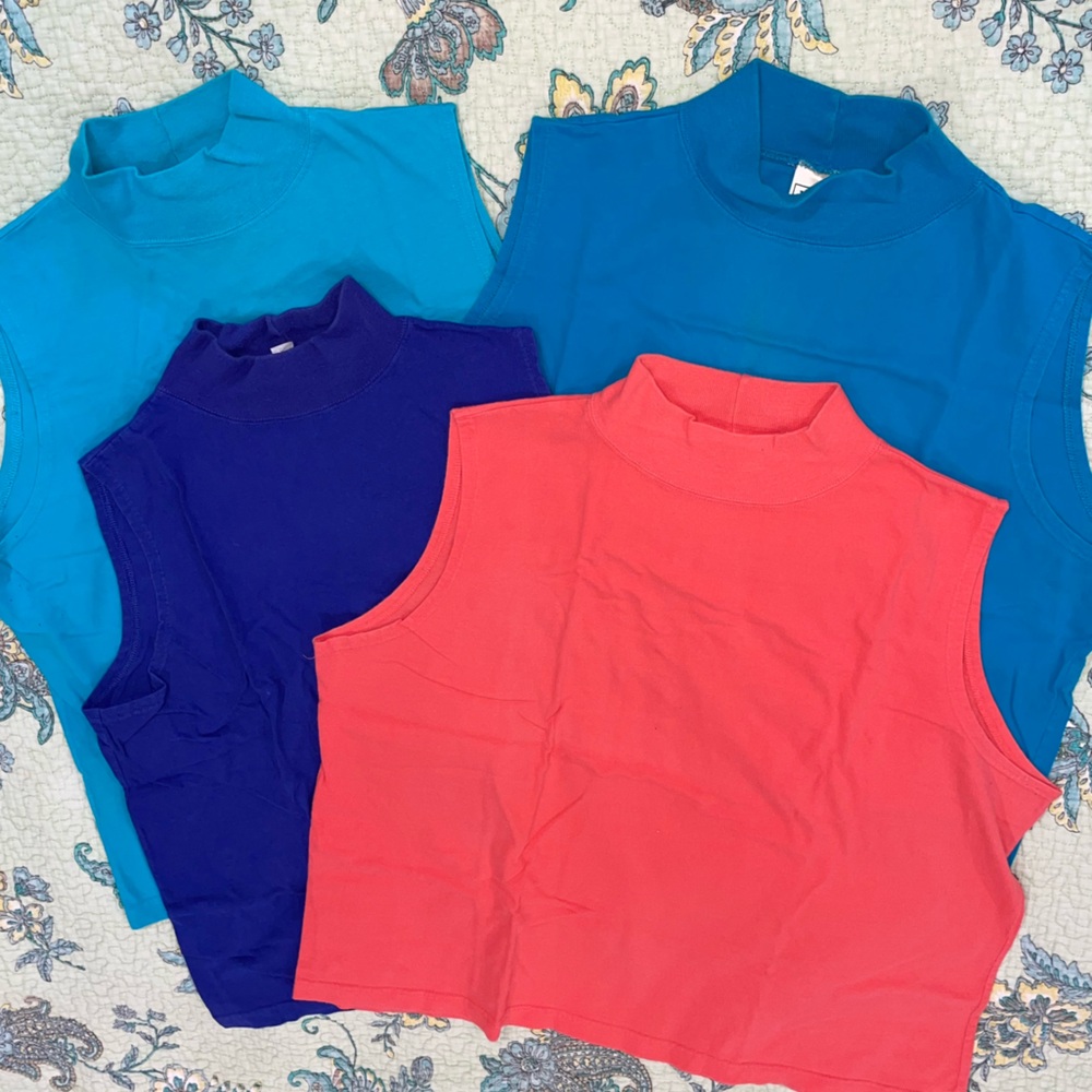 L L Bean Vintage T Shirts  Sleeveless Mock Neck Cotton